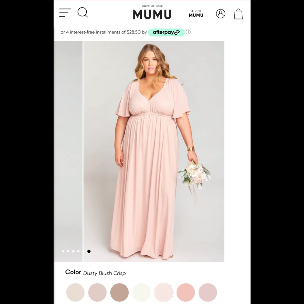 NEW with Tags Show Me Your Mumu Emily Empire Dress - 3X in Dusty Blush Crisp